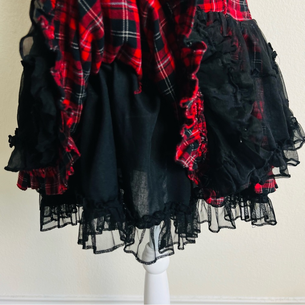 ISO TRADE ONLY! Tripp NYC Vintage Red Plaid Tutu Lace Up Dress - Picture 8 of 10